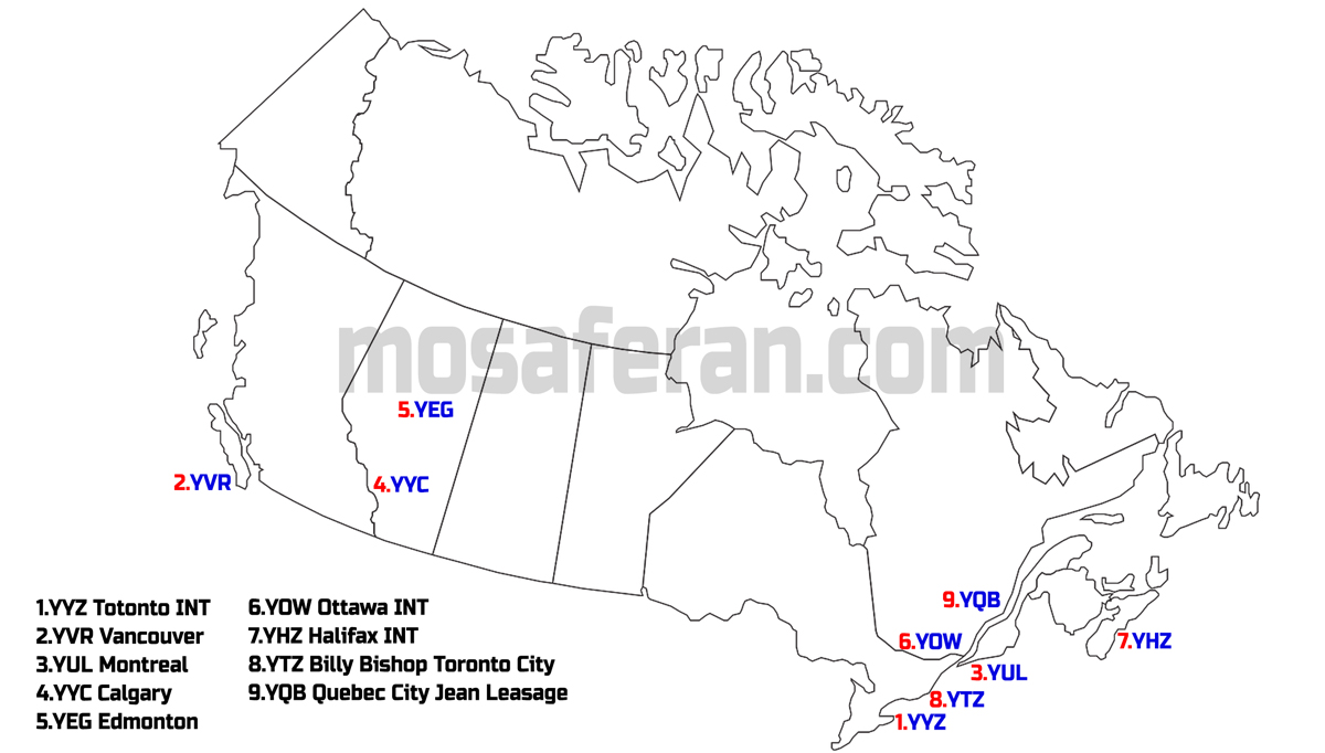 international airports map